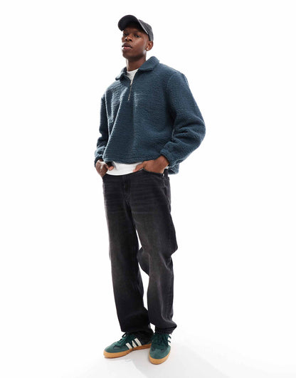 Boxy Oversized Borg Quarter Zip