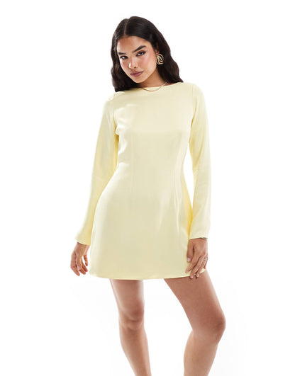 Satin Mini Dress With Angel Sleeves