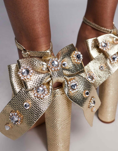 Crawley Platform Heeled Sandals With Bow