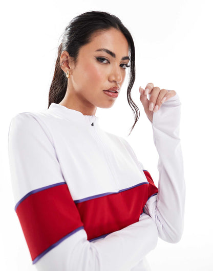 Half Zip Sports Stripe Long Sleeve Base Layer