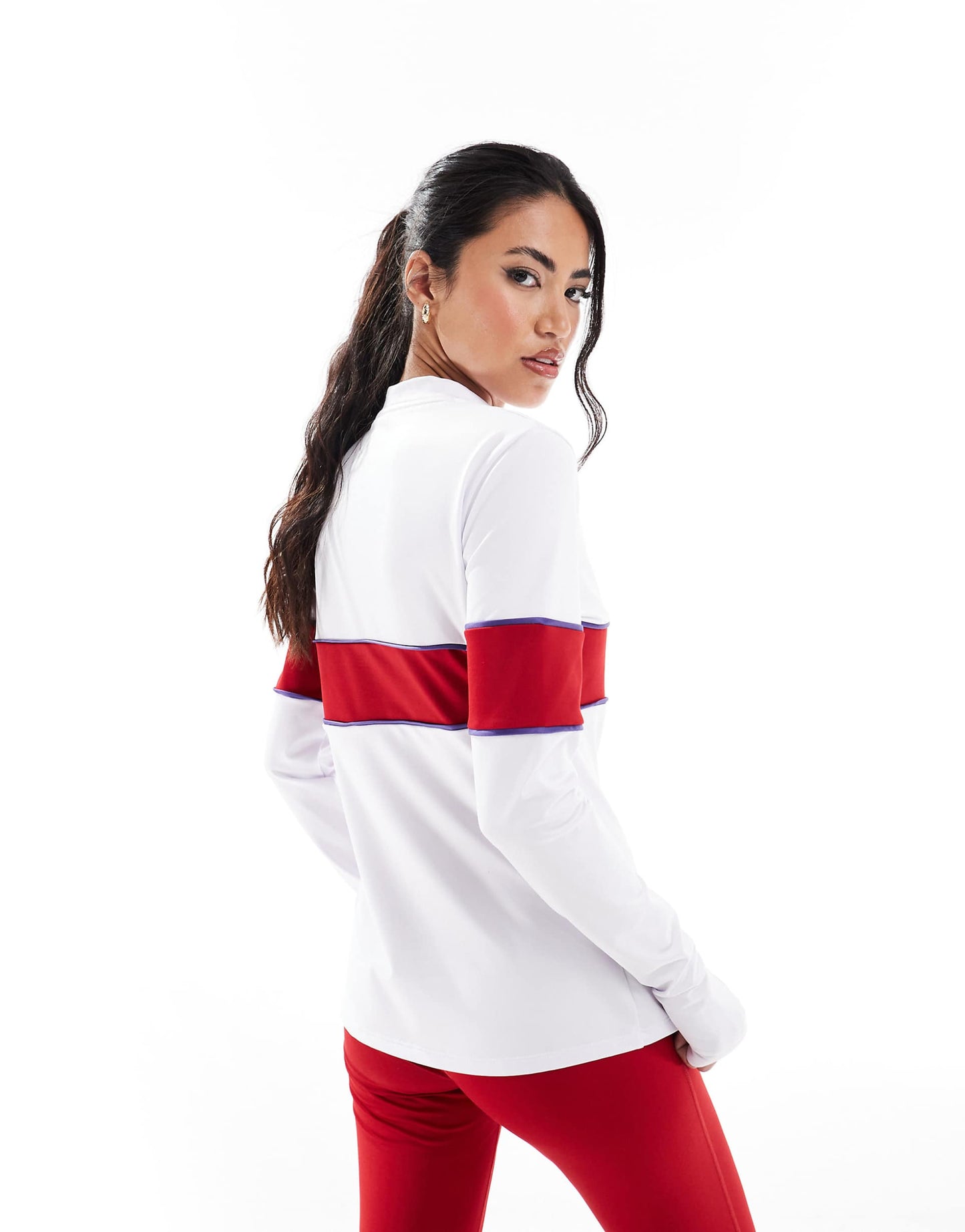 Half Zip Sports Stripe Long Sleeve Base Layer