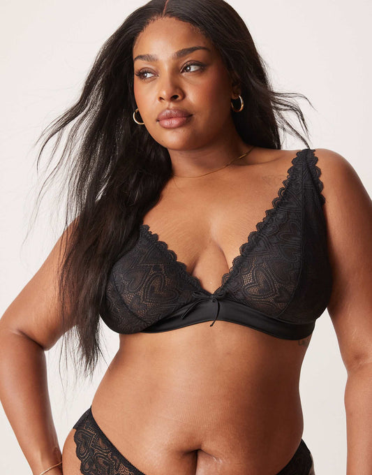 Curve Blake Heart Lace High Apex Soft Bra With Corset Detail