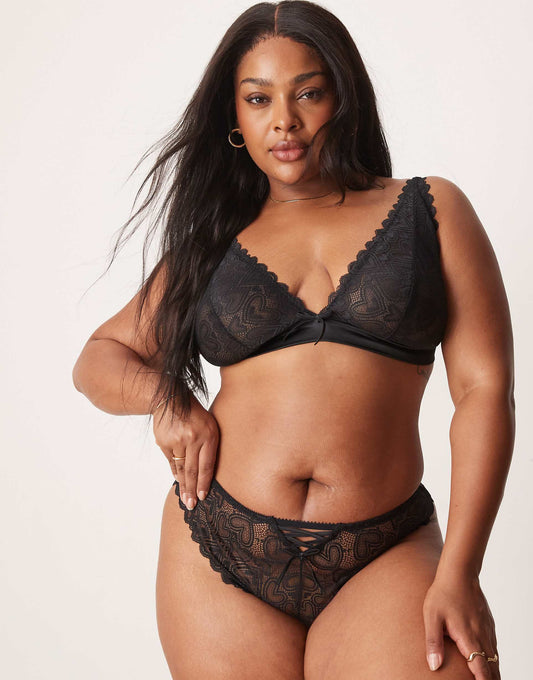 Curve Blake Heart Lace Brazilian With Corset Detail