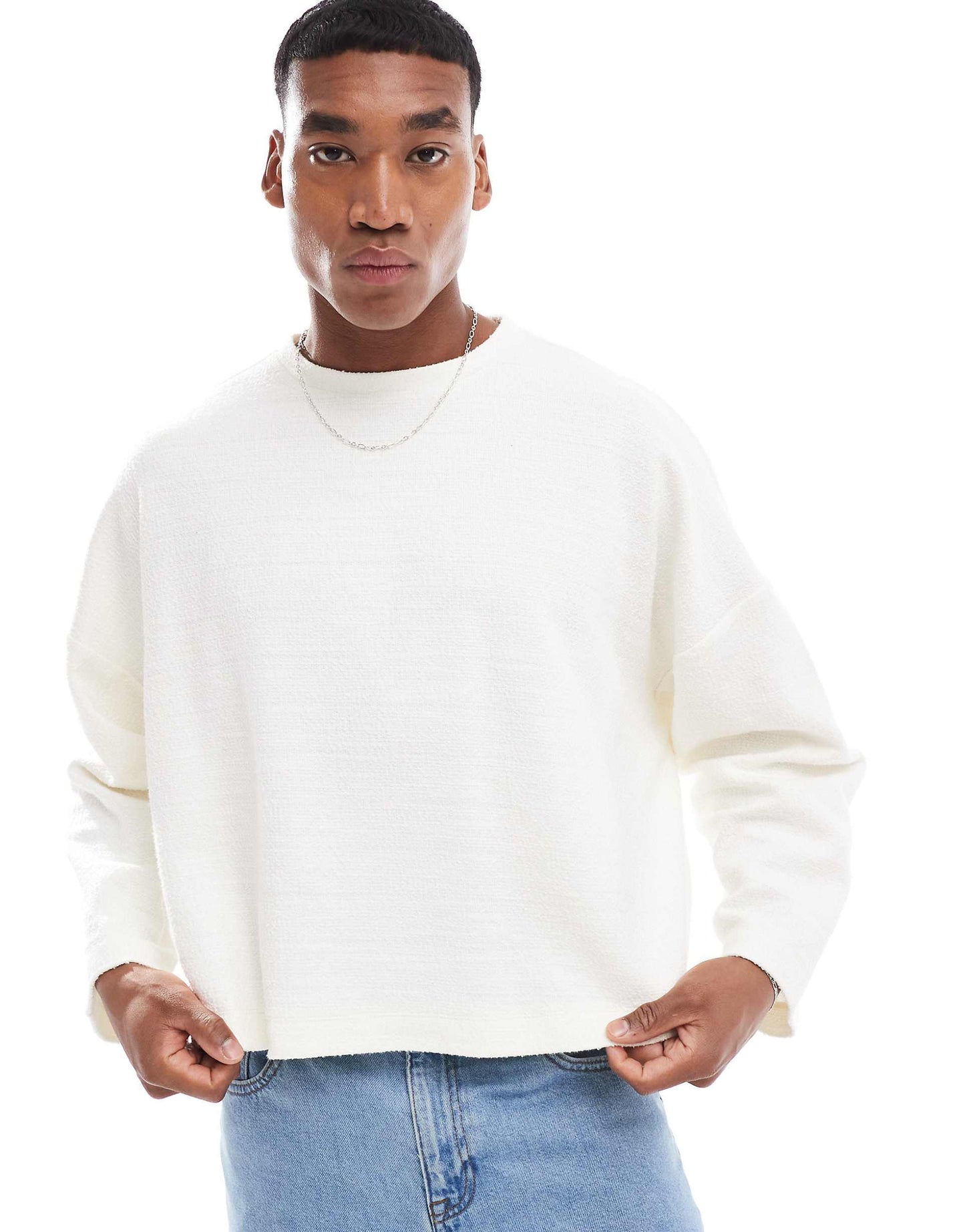 Oversized Cropped Lightweight Sweatshirt