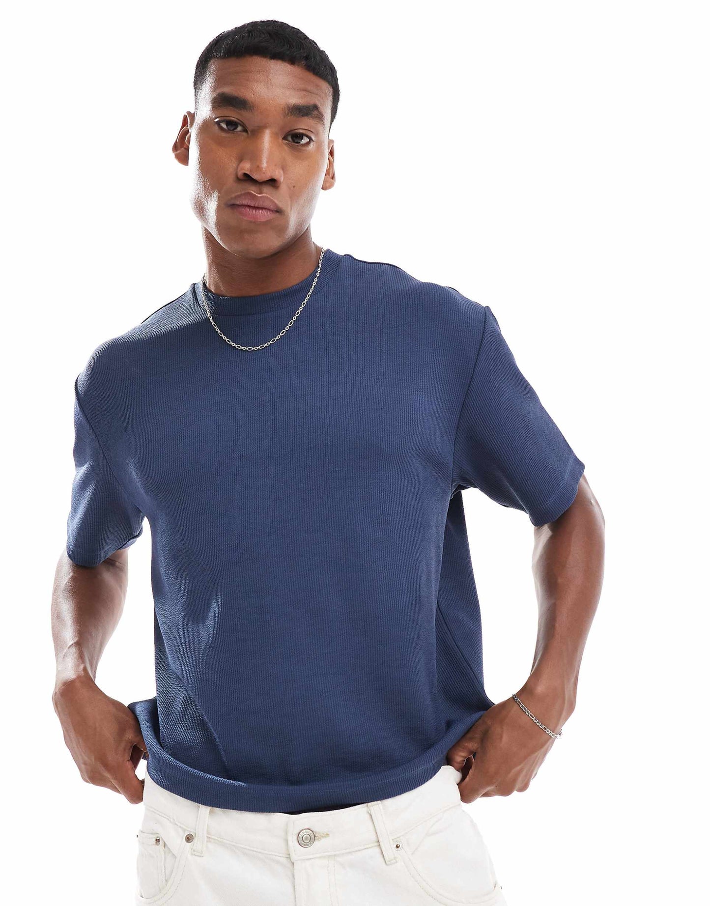 Relaxed Boxy T-Shirt With Rib Texture