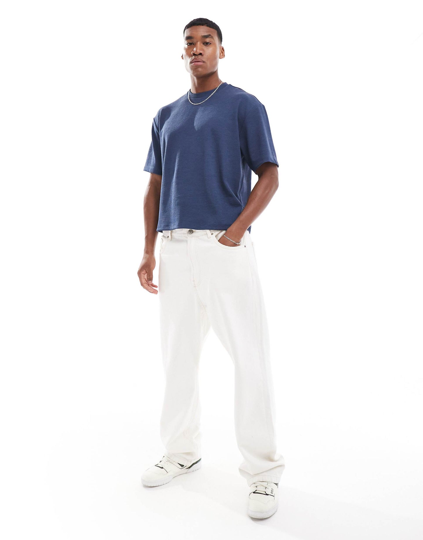 Relaxed Boxy T-Shirt With Rib Texture