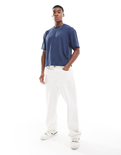 Relaxed Boxy T-Shirt With Rib Texture