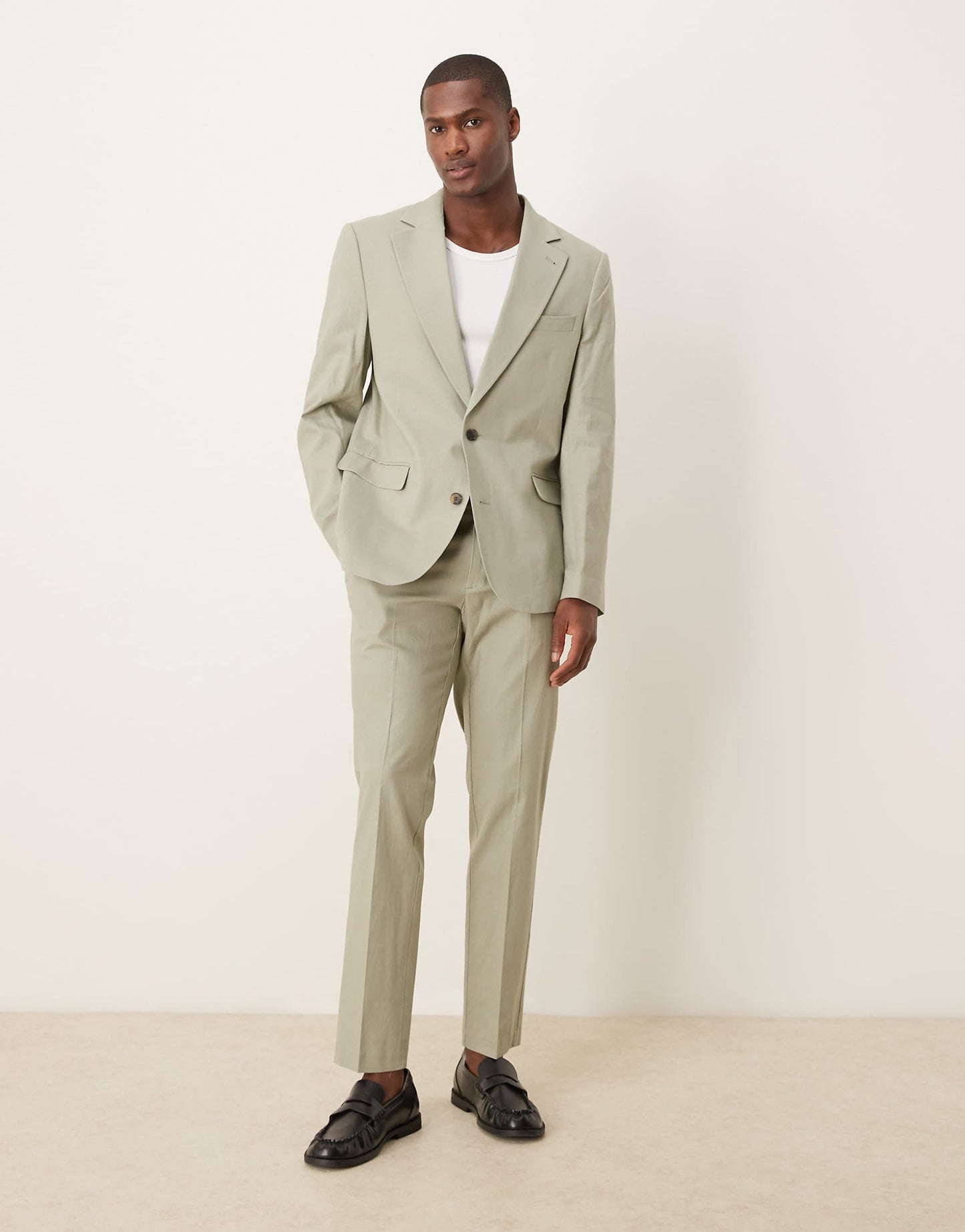 Linen Blend Slim Suit Jacket