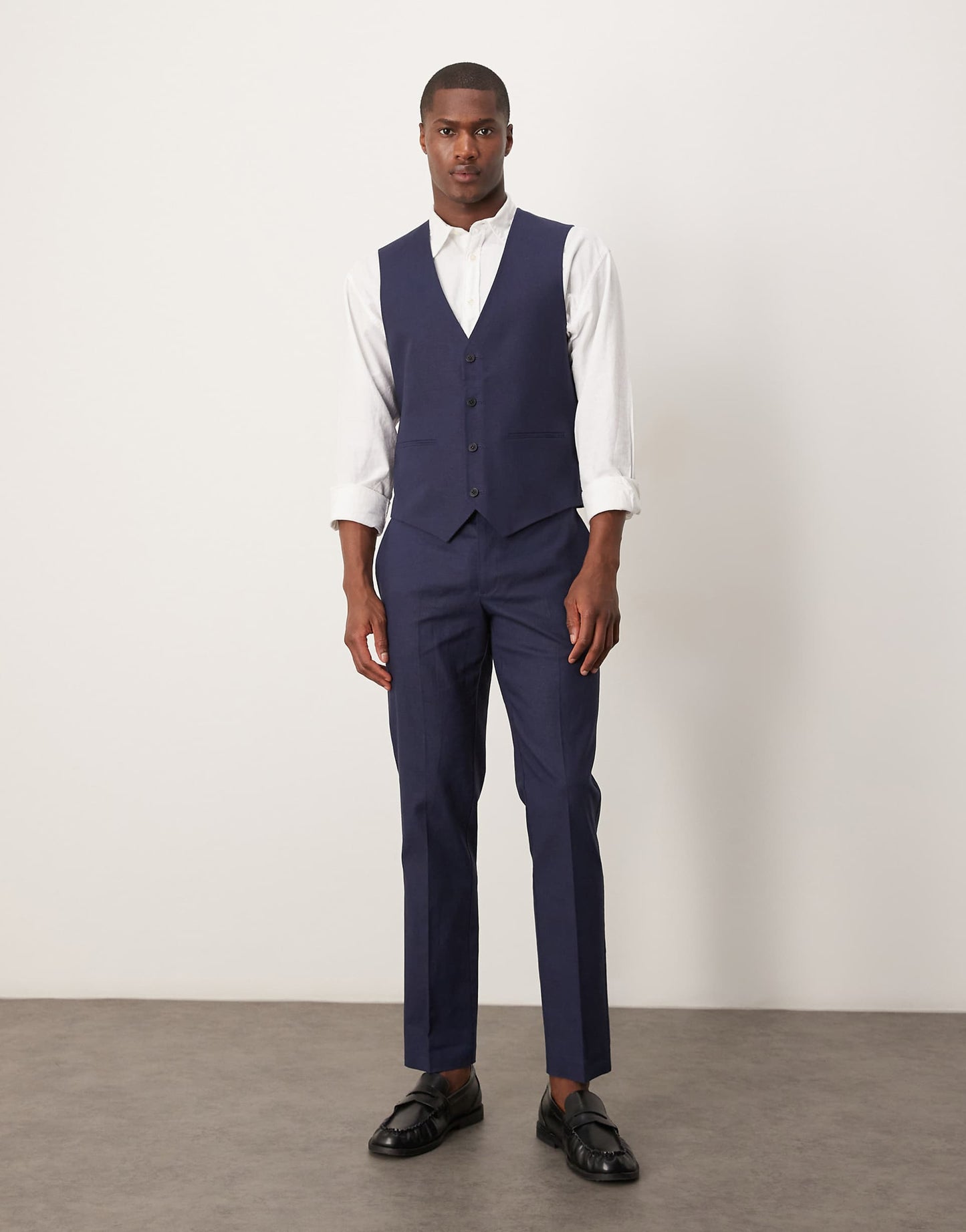 Linen Blend Slim Suit Waistcoat