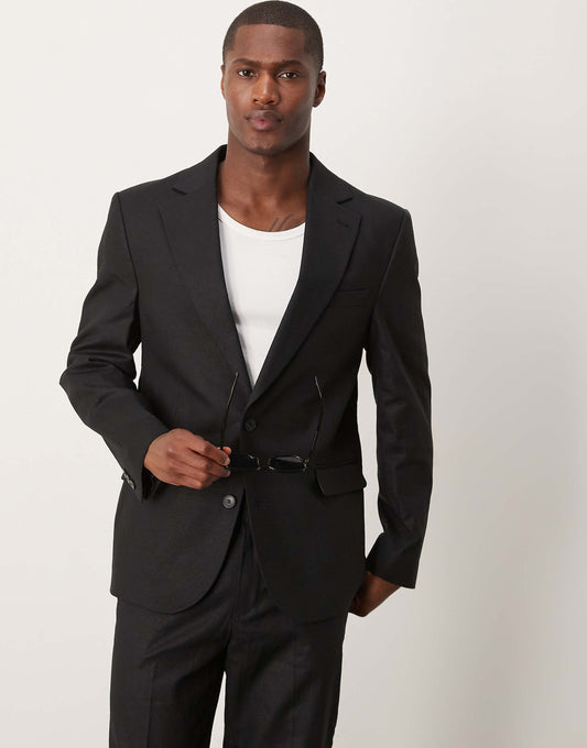 Linen Blend Slim Suit Jacket