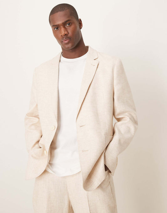 Linen Cotton Blend Regular Suit Jacket