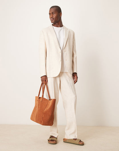 Linen Cotton Blend Regular Suit Jacket