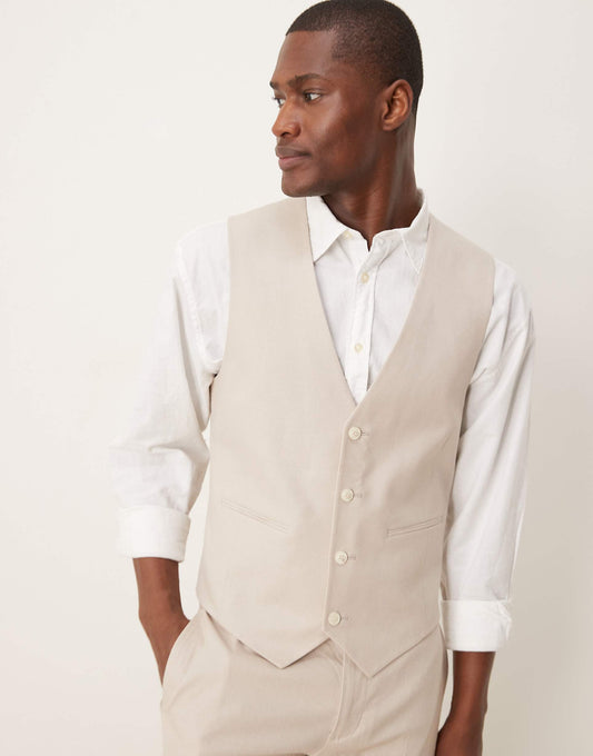 Linen Blend Skinny Suit Waistcoat