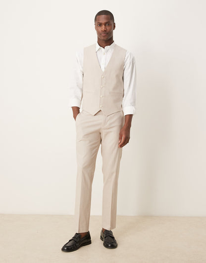 Linen Blend Skinny Suit Waistcoat