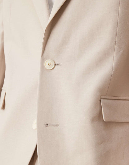 Linen Blend Skinny Suit Jacket