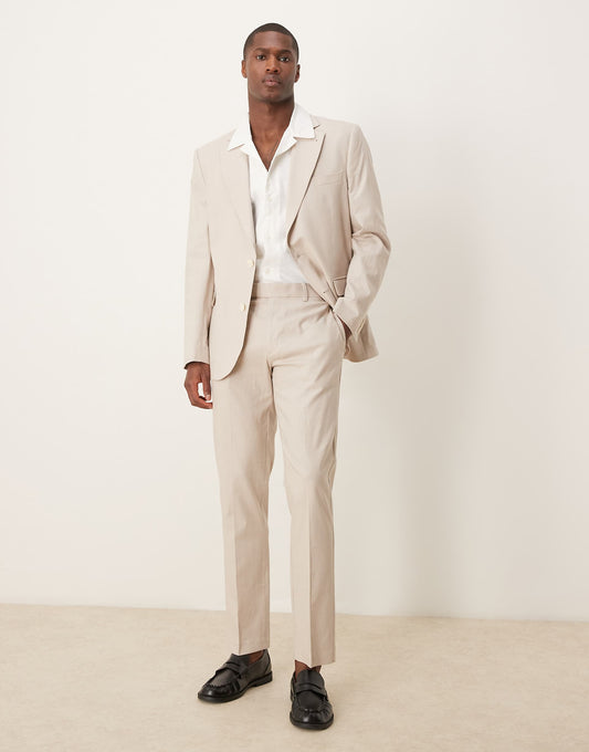 Linen Blend Slim Suit Trousers