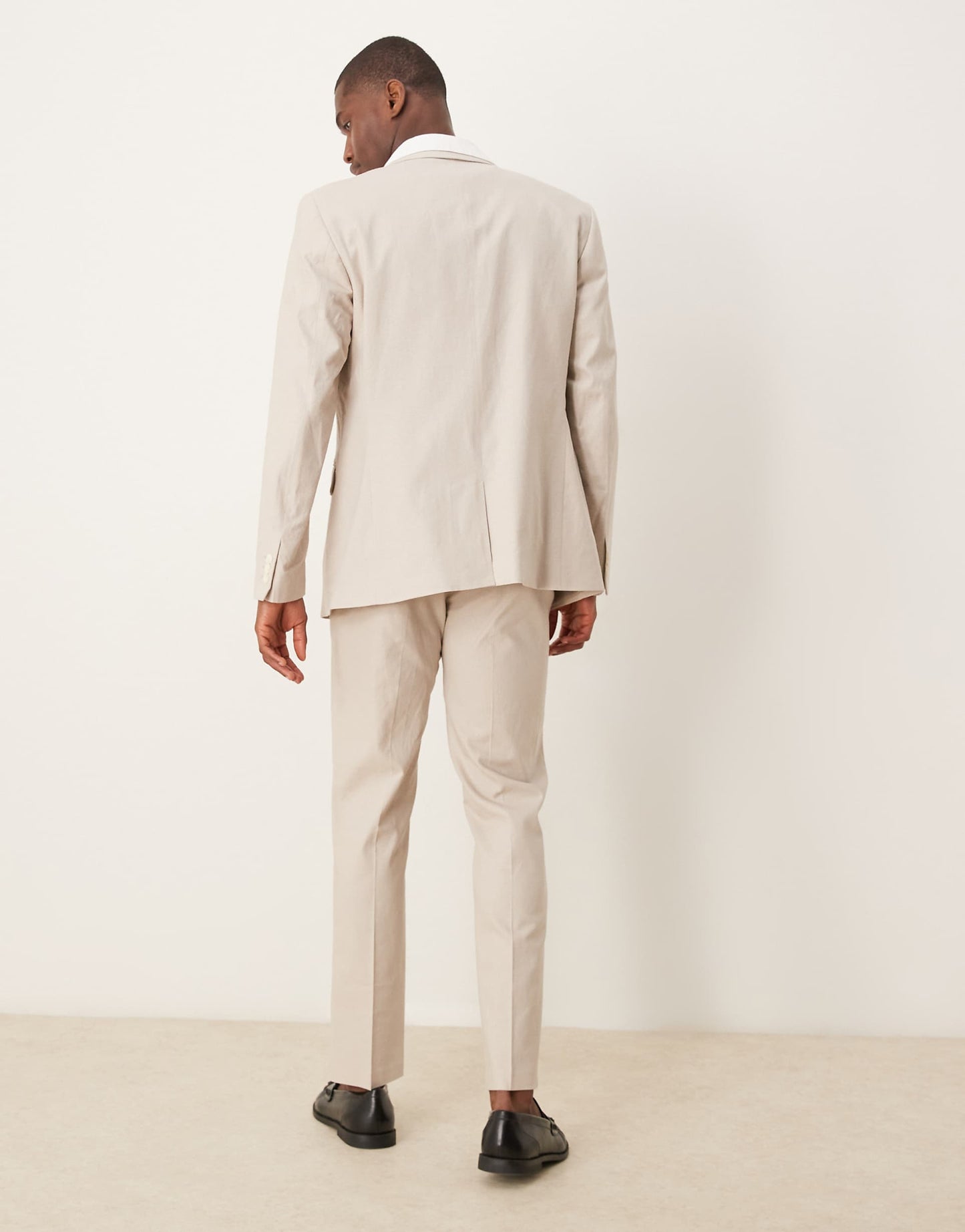 Linen Blend Slim Suit Trousers