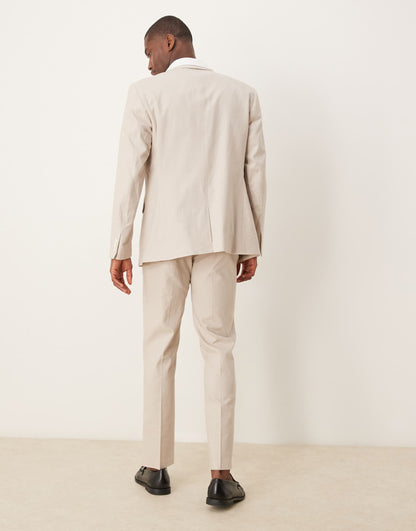 Linen Blend Slim Suit Trousers