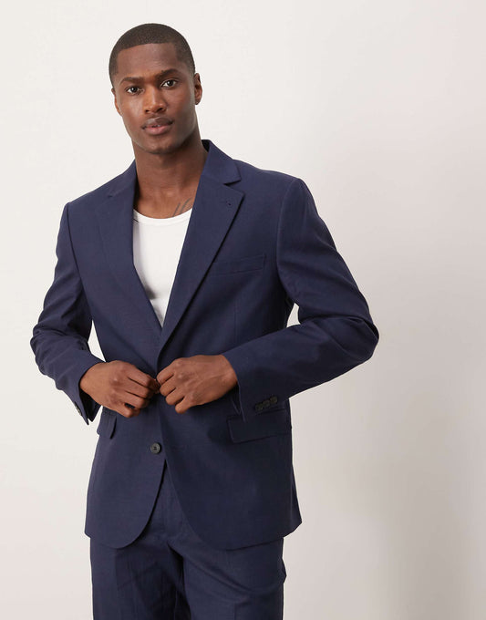 Linen Blend Slim Suit Jacket