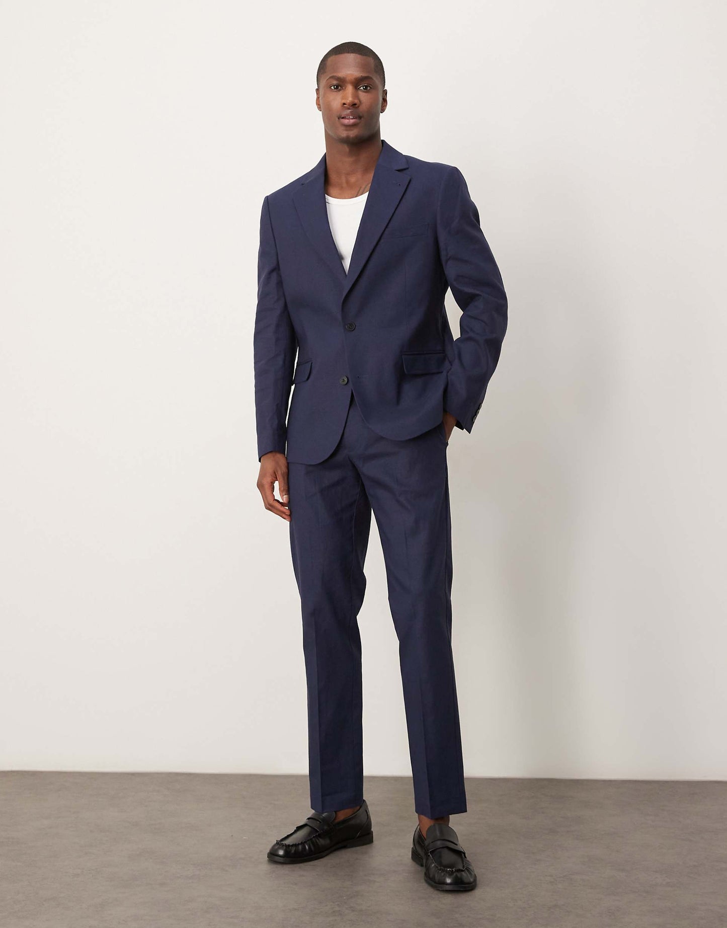 Linen Blend Slim Suit Jacket