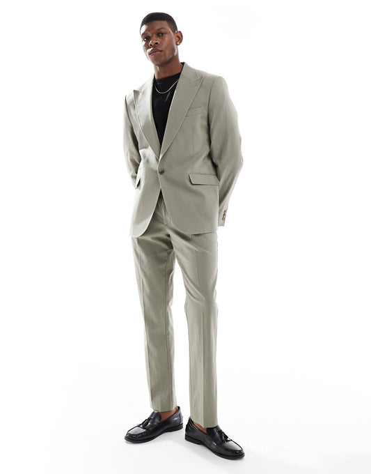 Linen Blend Slim Suit Jacket