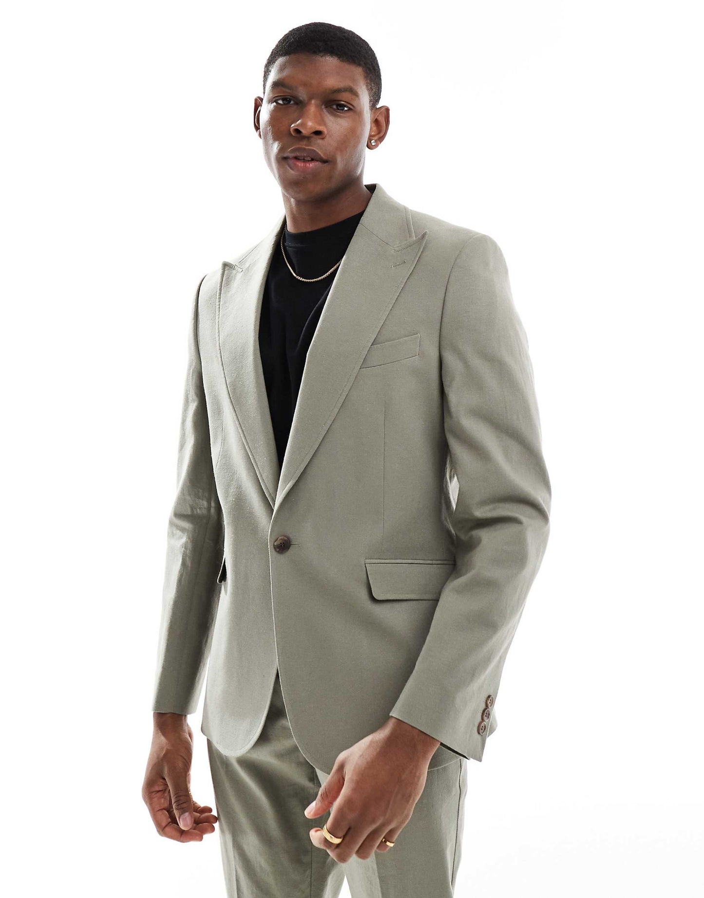 Linen Blend Slim Suit Jacket