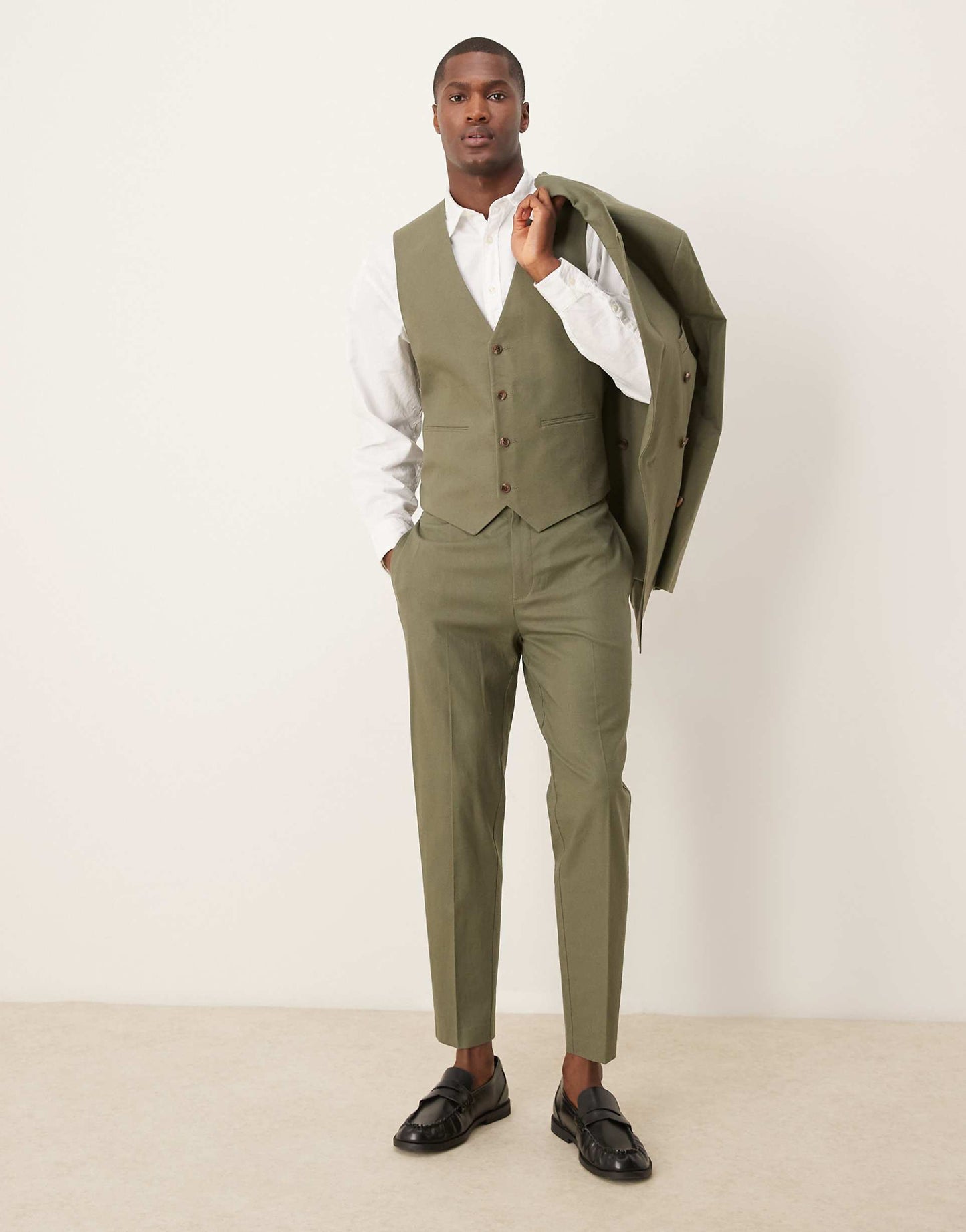 Linen Blend Skinny Suit Waistcoat