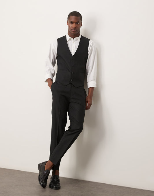 Linen Blend Slim Suit Waistcoat