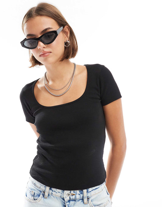 Ribbed Square Neck Top