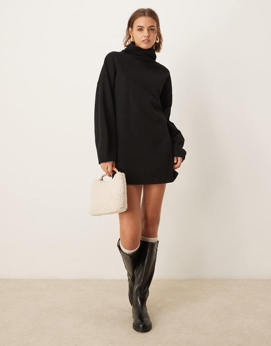 Supersoft Cocoon Sleeve Funnel Neck Mini Dress