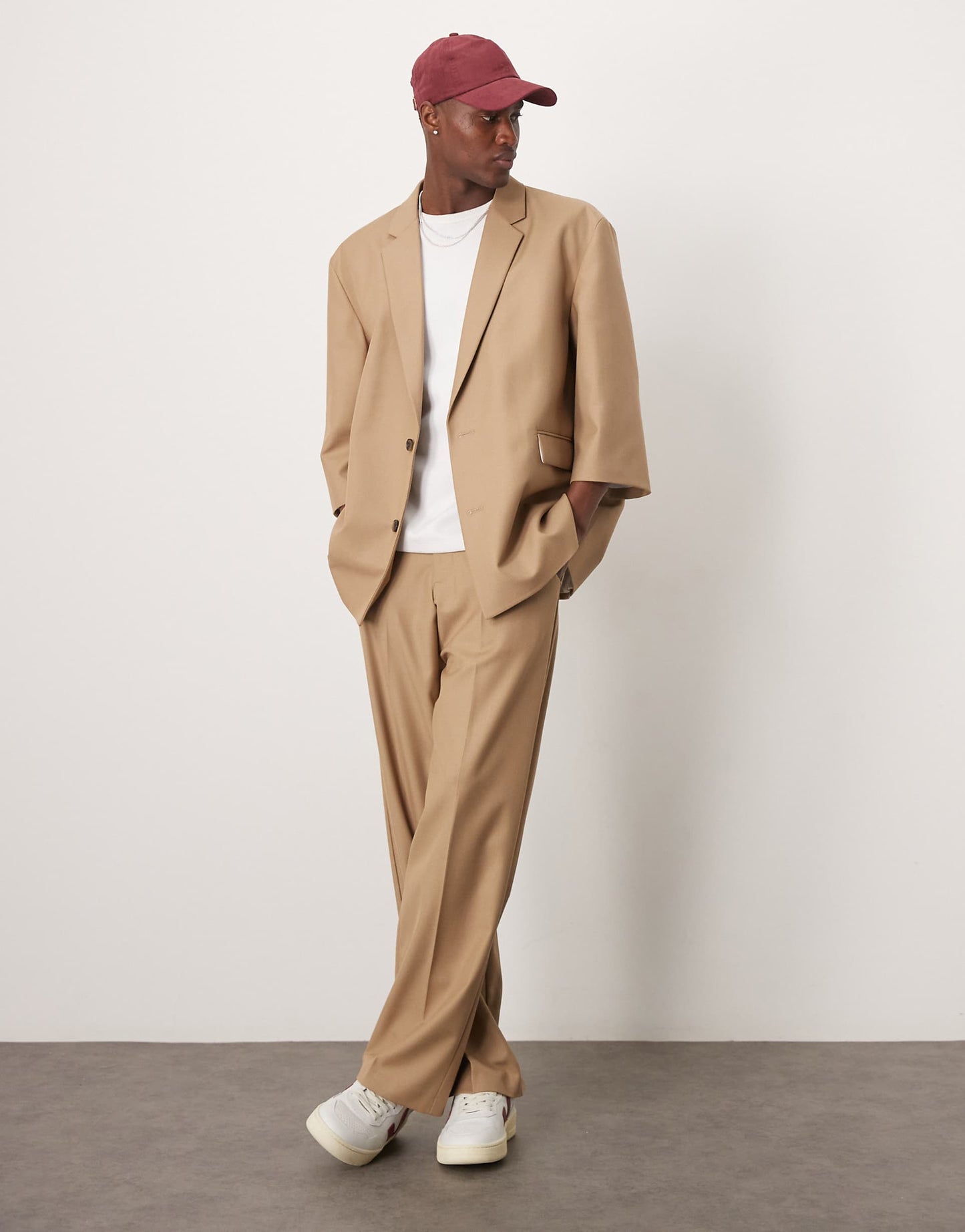 Linen Blend Oversized Half Sleeved Suit Jacket