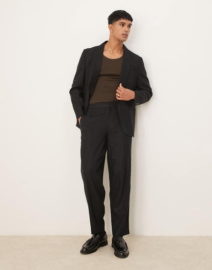 Linen Blend Slim Shawl Suit Jacket