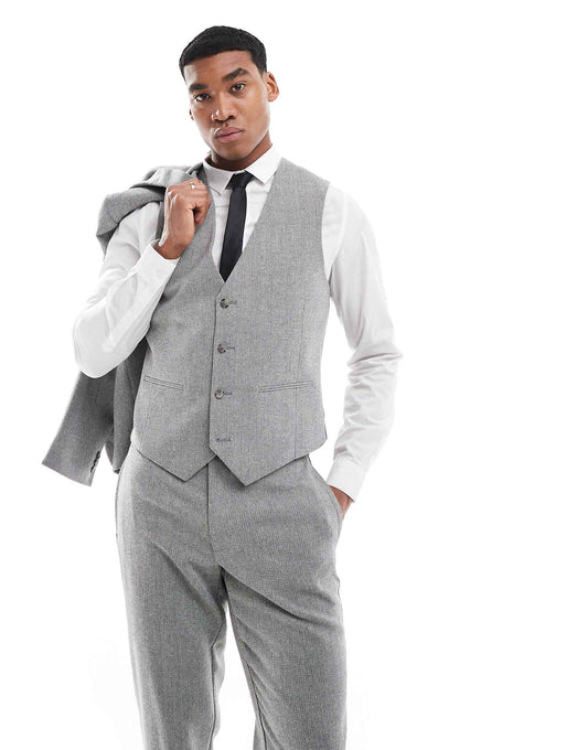 Slim Suit Waistcoat With Wool