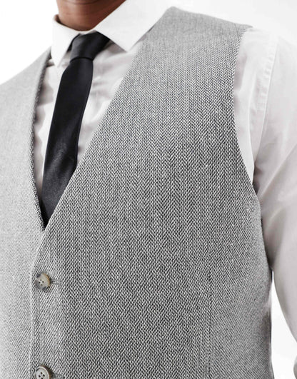 Slim Suit Waistcoat With Wool