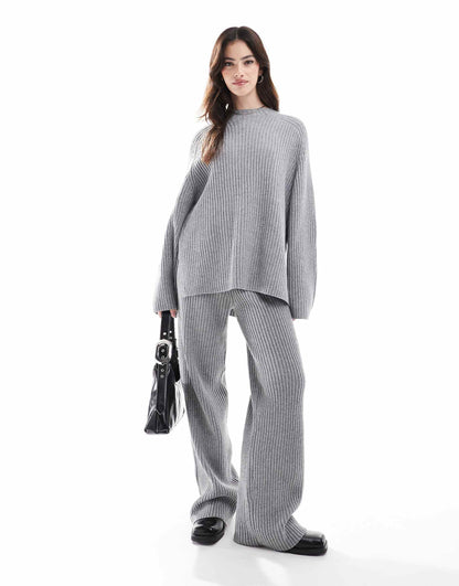 Ribbed Knit Wide Leg Trouser Co-Ord