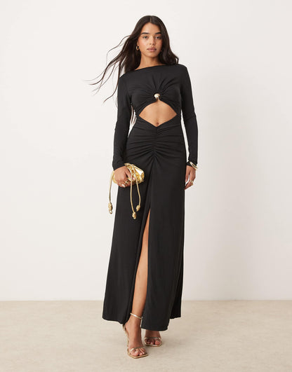 Long Sleeve Cut-Out Maxi Dress