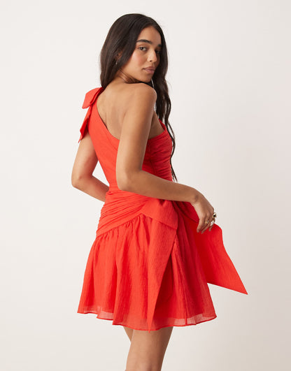 Bow Detail Asymmetric Mini Dress