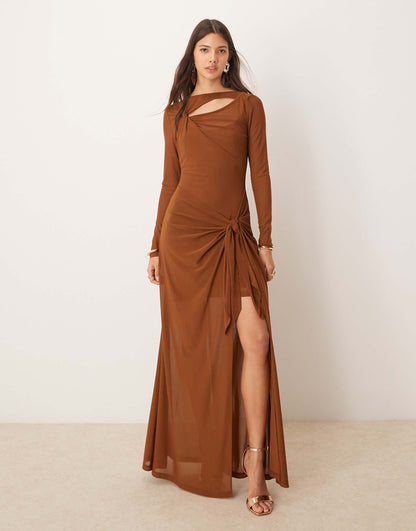Long Sleeve Drape Maxi Dress