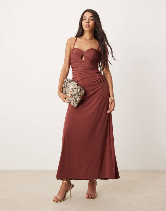 Ruched Teardrop Maxi Dress