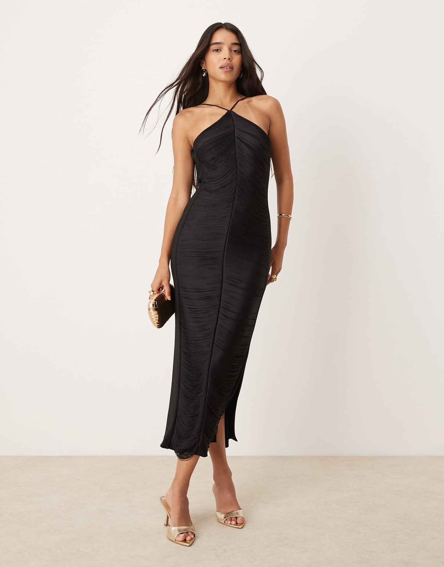 Draping Fringe Midaxi Dress