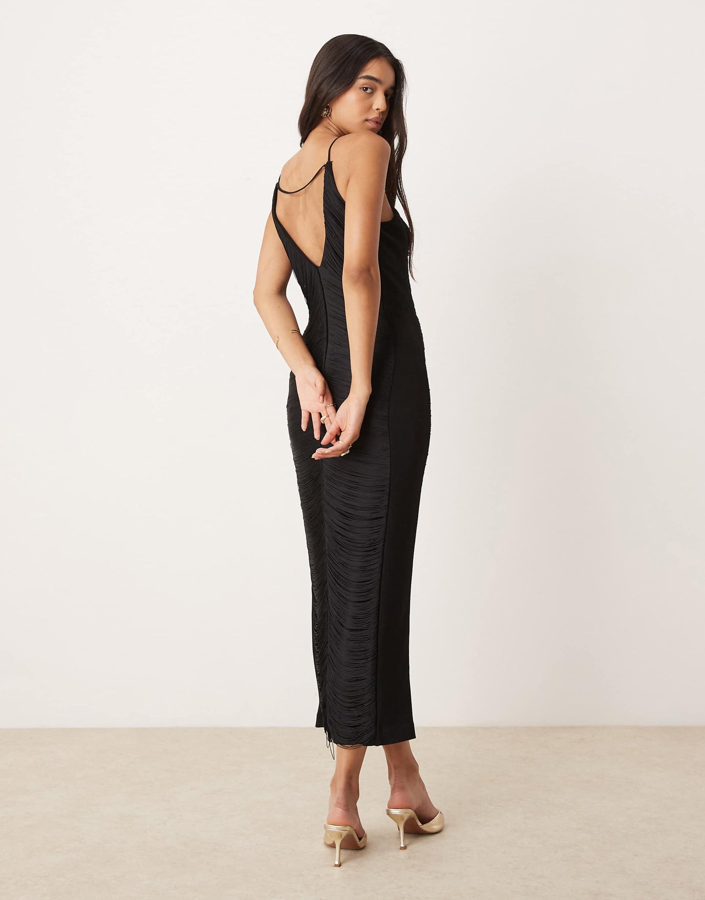 Draping Fringe Midaxi Dress