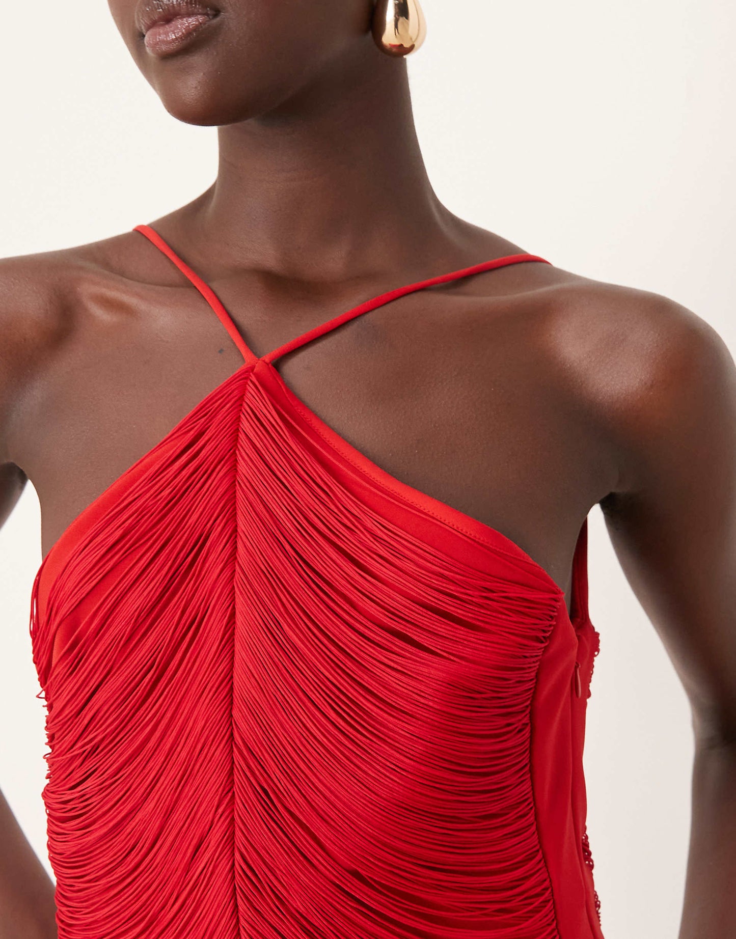 Draping Fringe Midaxi Dress