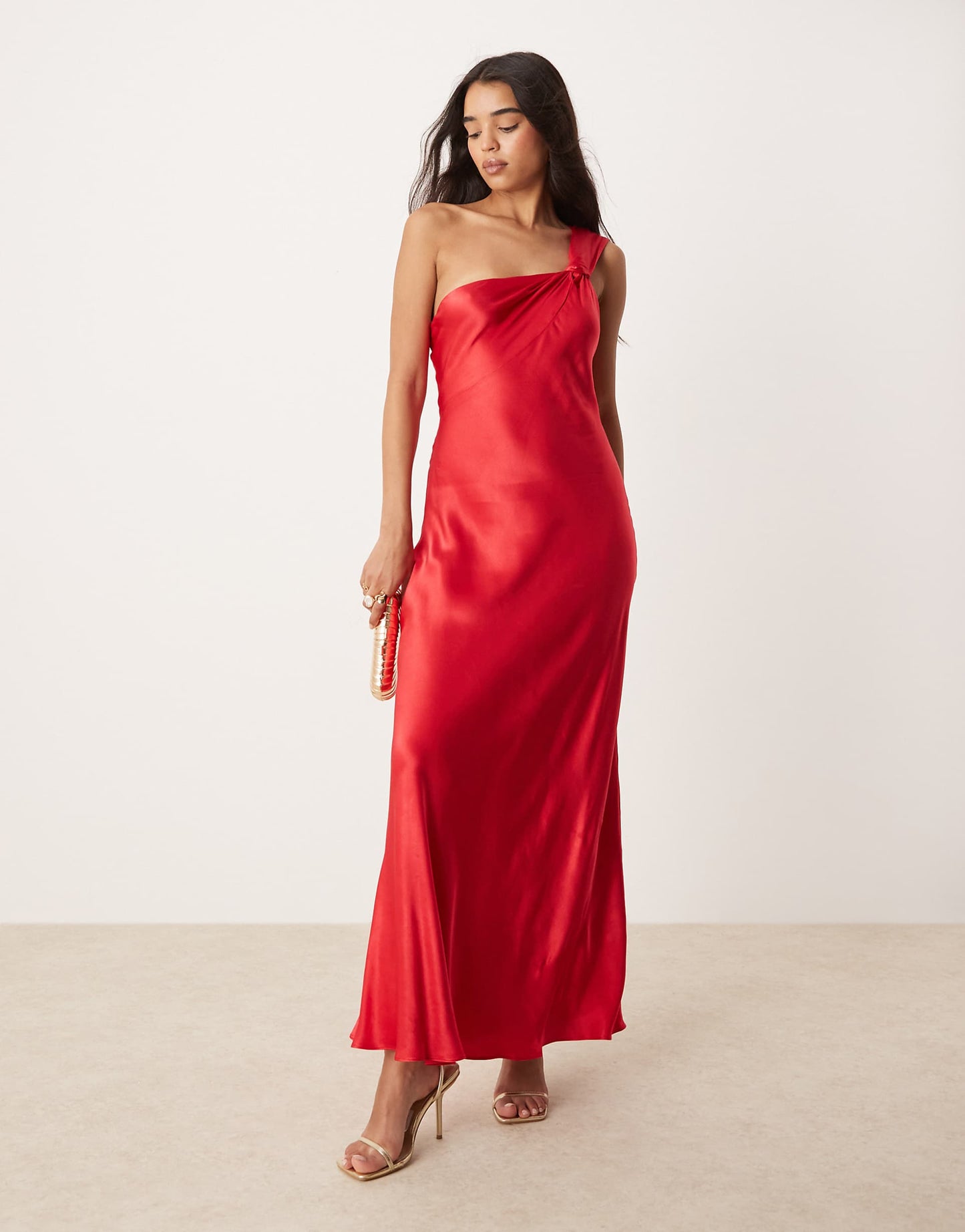 Off Shoulder Satin Midaxi Dress