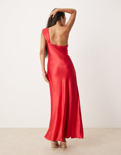 Off Shoulder Satin Midaxi Dress