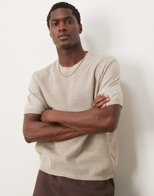 Relaxed Lightweight Knitted T-Shirt With Central Panel Design