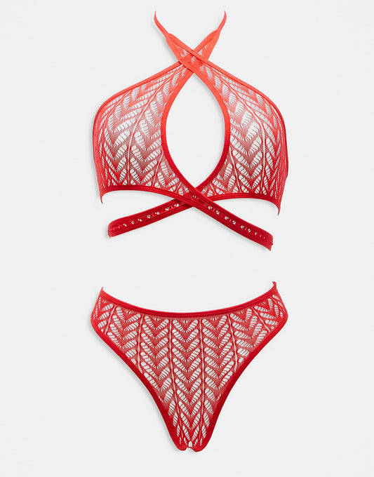Enthralling Crotchless Lace Detail Set