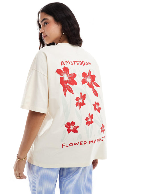 Oversized Tee With Amsterdam Flower Graphic