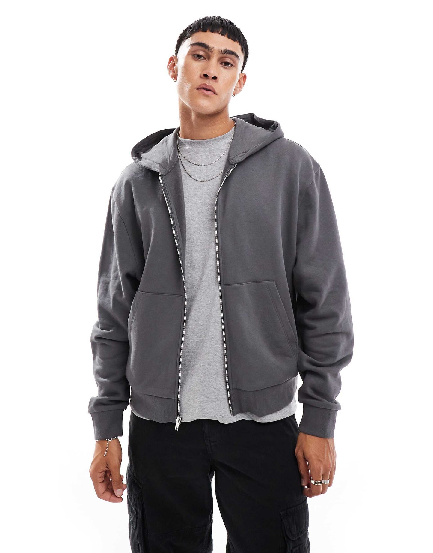 Essential Boxy Oversized Zip Through Hoodie