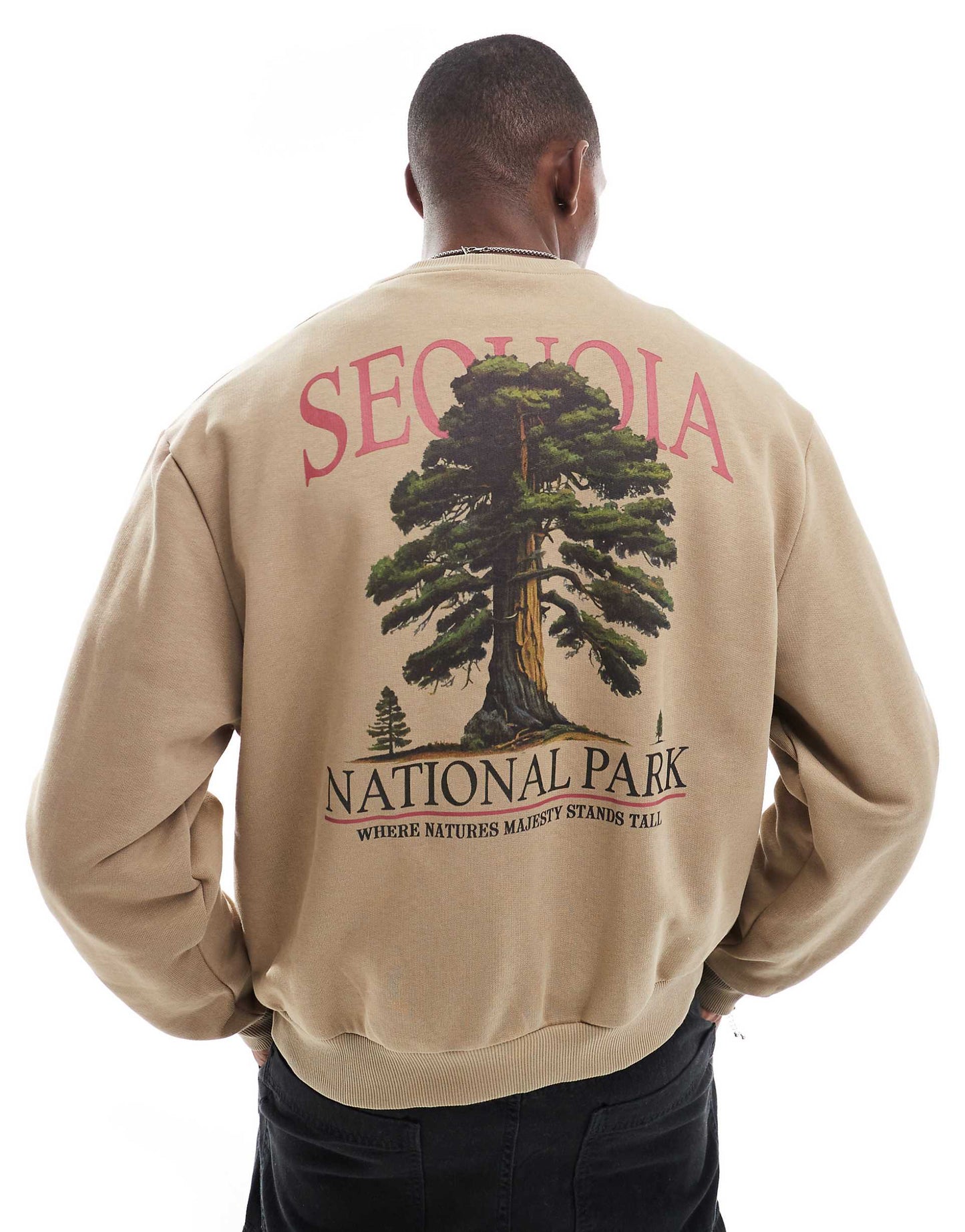 Boxy Oversized Sweatshirt With Mountain Print