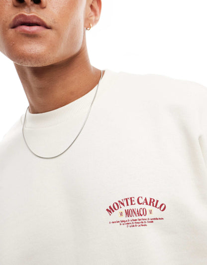 Boxy Oversized Dropped Shoulder Sweatshirt With Chest Print